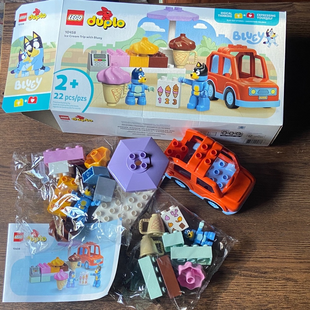 Lego Duplo Bluey Ice Cream Trip Playset - Orange, Purple, Pink, Cream